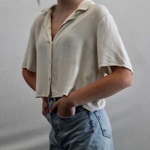 cream cropped button down Wild Fable L